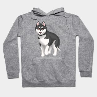 Black and White Siberian Husky Dog Brown Eyes Hoodie